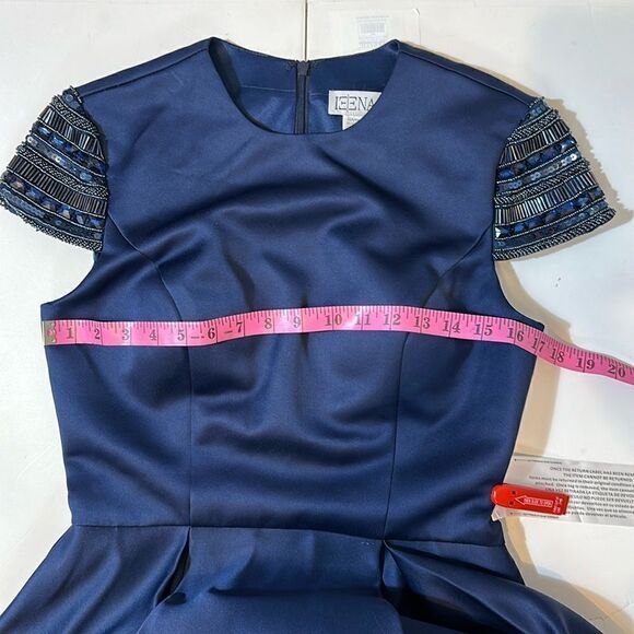 NEW Ieena for Mac Duggal hand- beaded cap sleeve A-line navy blue gown size 6 - Picture 13 of 14